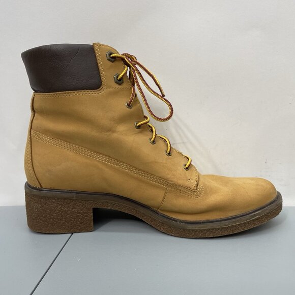 Timberland Brinda Ankle Boots Heeled Booties Nubuck Leather Wheat Tan Womens 9.5 - Picture 11 of 14
